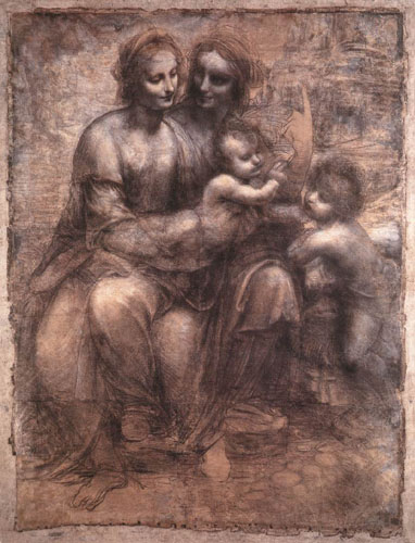 Леонардо да Винчи._Мадонна с Младенцем, св.Анной и Иоанном Предтечей._1507-08 гг.